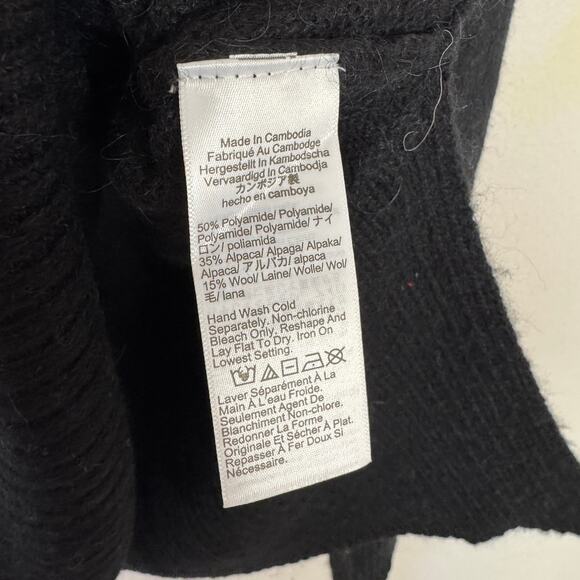 J.Crew High Rib Pullover Sweater SZ XXS Black Wool Alpaca Crew Neck Long Sleeve - Picture 5 of 6